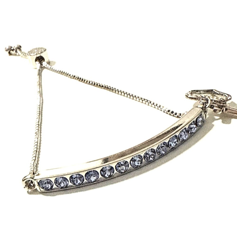IBB CN Blue Crystal Rhinestone Bracelet BEYOND BLESSED Silver Tone Inspirational